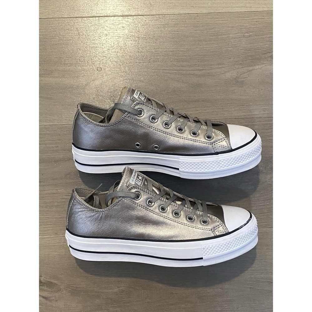 Converse Women's Chuck Taylor All Star Low Top Platform Sneakers Gold Metallic 9 - Picture 3 of 11